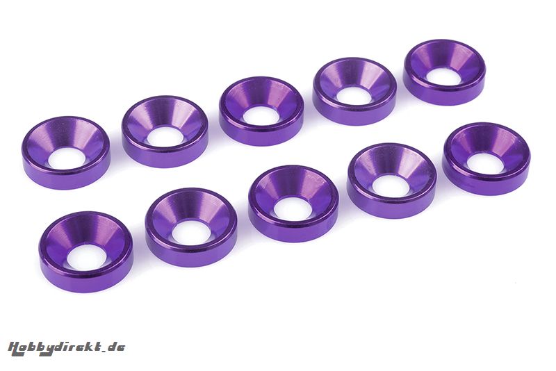 Team Corally - Aluminium Unterlegscheibe - für M5 Senkkopfschrauben - AD=12mm - Violet - 10 St C-31222