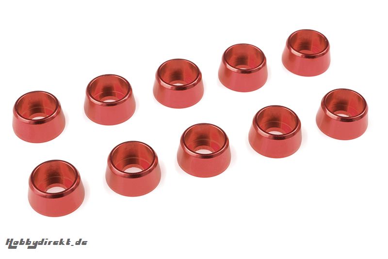 Team Corally - Aluminium Unterlegscheibe - für M4 Zylinderkopfschrauben - AD=10mm - Rot - 10 St C-31285