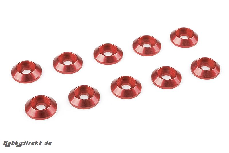 Team Corally - Aluminium Unterlegscheibe - for M3 Linsenkopfschrauben - AD=10mm - Rot - 10 St C-31305