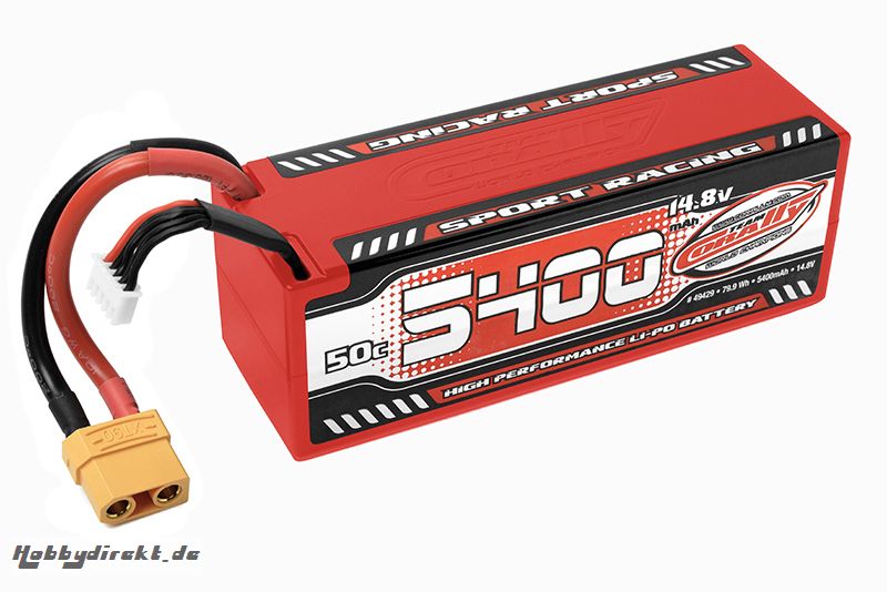 Team Corally - Sport Racing 50C LiPo Battery - 5400mAh - 14.8V - Stick 4S - Hard Wire - XT90 C-49429