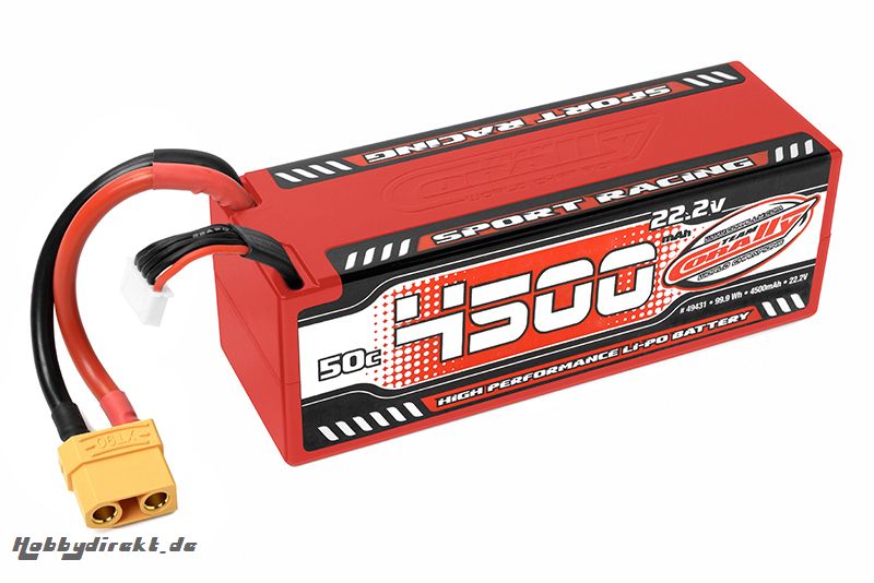 Team Corally - Sport Racing 50C LiPo Battery - 4500mAh - 22.2V - Stick 6S - Hard Wire - XT90 C-49431