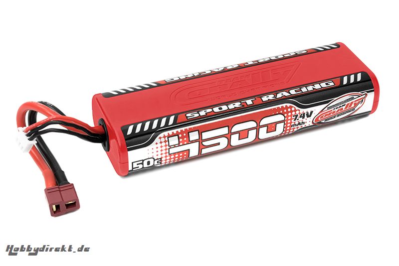 Team Corally - Sport Racing 50C LiPo Battery - 4500mAh - 7.4V - Round 2S Stick - T-Plug C-49440