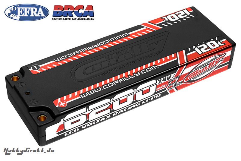 Team Corally - Voltax 120C LiPo Battery - 6200mAh - 7.4V - LCG Stick 2S - 4mm Bullit C-49510