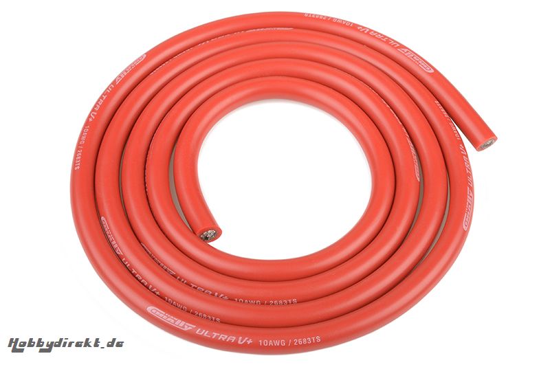 Team Corally - Ultra V+ Silikon Kabel - Extrem hochflexibel - Rot - 10AWG - 2683 / 0.05 Stränge - AD 5.5mm - 1m C-50105