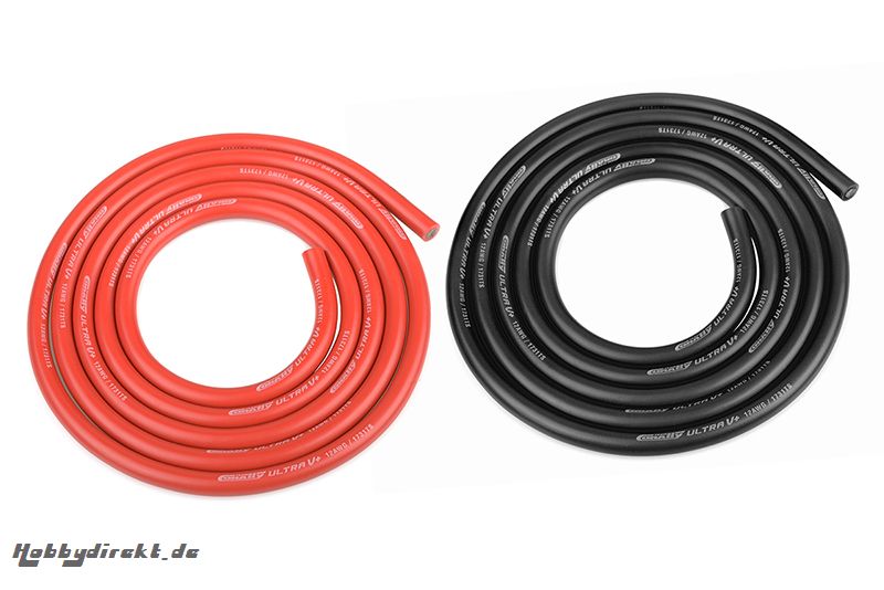 Team Corally - Ultra V+ Silikon Kabel - Extrem hochflexibel - Schwarz und Rot - 12AWG - 1731 / 0.05 Stränge - AD 4.5mm - 2x 1m C-50112