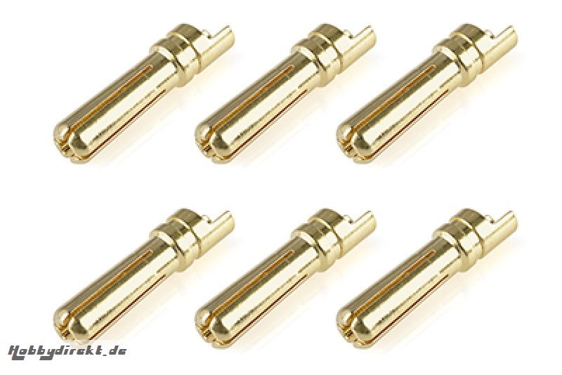 Team Corally - Bullit Steckverbinder 5.0mm - Stecker - mit Schlitz - Vergoldet - Ultra niedrigen Widerstand - Gerade Kabel - 6 St C-50154