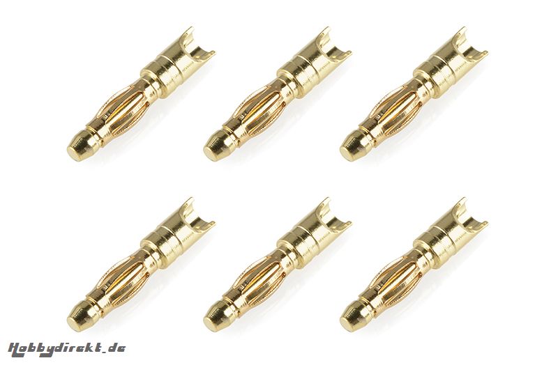 Team Corally - Bullit Steckverbinder 2.0mm - Stecker - mit Feder - Vergoldet - Gerade Kabel  - 6 St C-50170