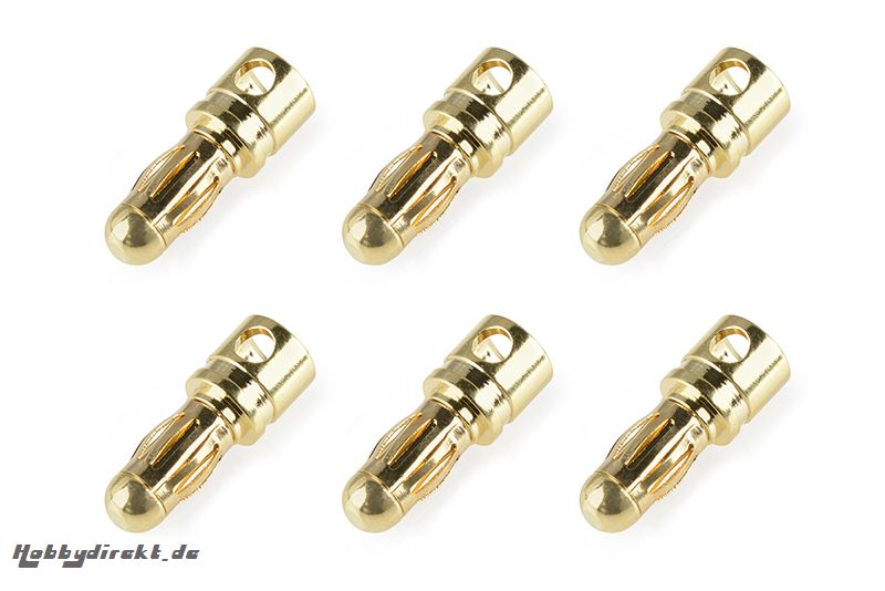 Team Corally - Bullit Steckverbinder 3.5mm - Stecker - mit Feder - Vergoldet - Gerade Kabel  - 6 St C-50171