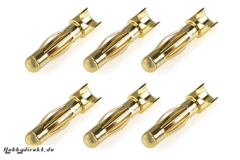 Team Corally - Bullit Steckverbinder 4.0mm - Stecker - mit Feder - Vergoldet - Gerade Kabel  - 6 St C-50172