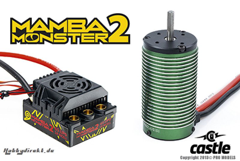 Castle - Mamba Monster 2 - Combo - 1-8 Extreme Brushless Car Regler mit 1515-2200 Sensorless Motor CC-010-0108-01