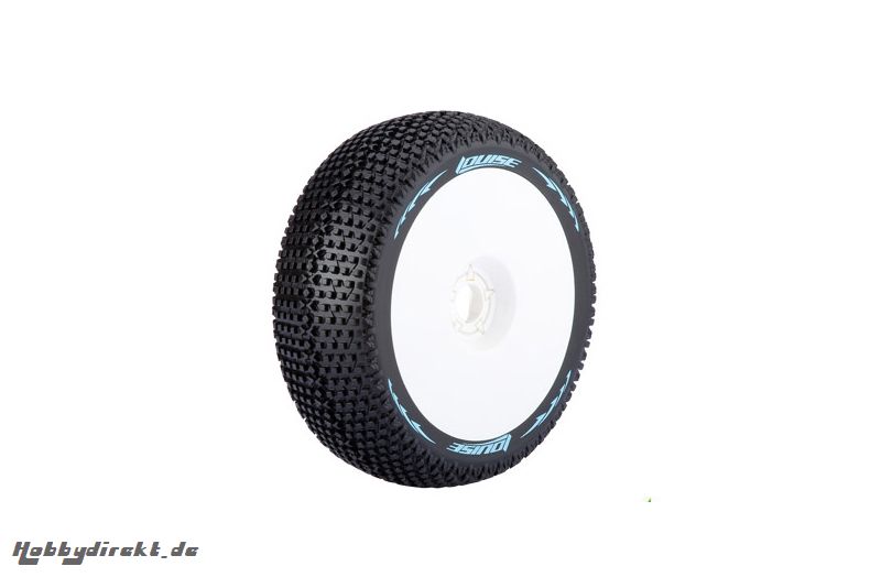 Louise RC - B-TURBO - 1-8 Buggy Reifen - Fertig Verklebt - Soft - Felgen Weiss - Hex 17mm - 1 Paar LR-T3104SW