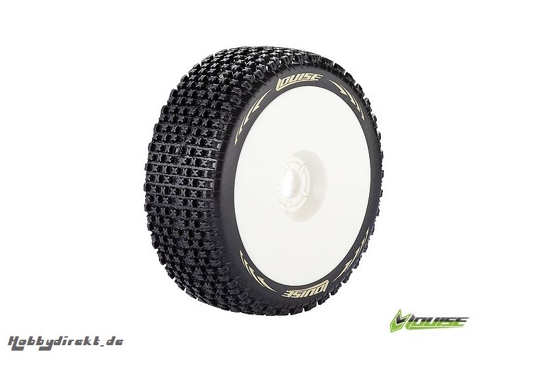 Louise RC - B-PIRATE - 1-8 Buggy Reifen - Fertig Verklebt - Soft - Felgen Weiss - Hex 17mm - 1 Paar LR-T3126SW