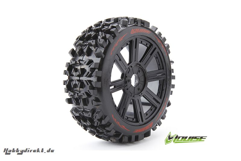 Louise RC - B-PIONEER - 1-8 Buggy Reifen - Fertig Verklebt - Soft - Speichen Felgen Schwarz - Hex 17mm - 1 Paar LR-T3130SB