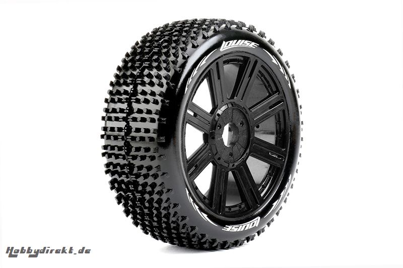 Louise RC - B-HORNET - 1-8 Buggy Reifen - Fertig Verklebt - Super Soft - Speichen Felgen Schwarz - Hex 17mm - 1 Paar LR-T3150VB