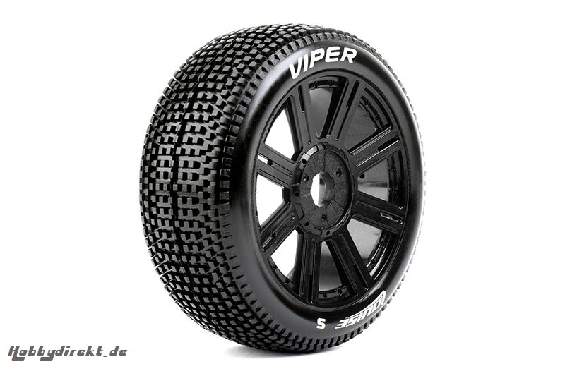 Louise RC - B-VIPER-JA - 1-8 Buggy Reifen - Fertig Verklebt - Soft - Speichen Felgen Schwarz - Hex 17mm - 1 Paar LR-T3194SB