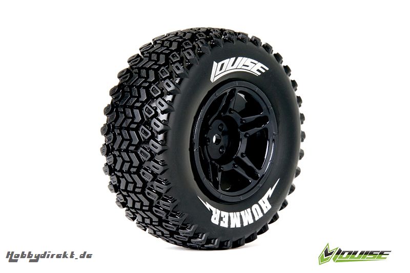 Louise RC - SC-HUMMER - 1-10 Short Course Reifen - Fertig Verklebt - Soft - Felgen Schwarz - LOSI TEN-SCTE 4X4 - Vorder - Hinten - 1 Paar LR-T3224SBLA