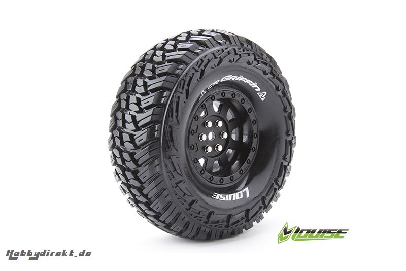 Louise RC - CR-GRIFFIN - 1-10 Crawler Reifen - Fertig Verklebt - Super Soft - 1.9 Felgen Schwarz - Hex 12mm - 1 Paar LR-T3230VB