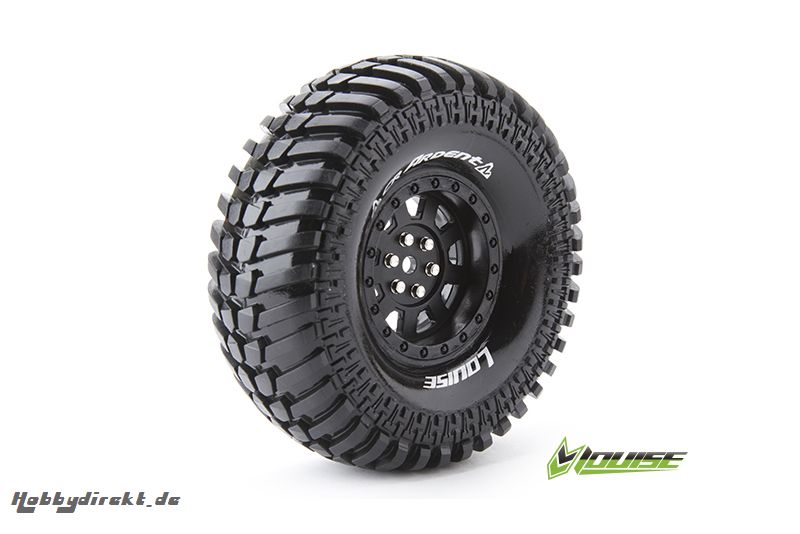 Louise RC - CR-ARDENT - 1-10 Crawler Reifen - Fertig Verklebt - Super Soft - 1.9 Felgen Schwarz - Hex 12mm - 1 Paar LR-T3232VB