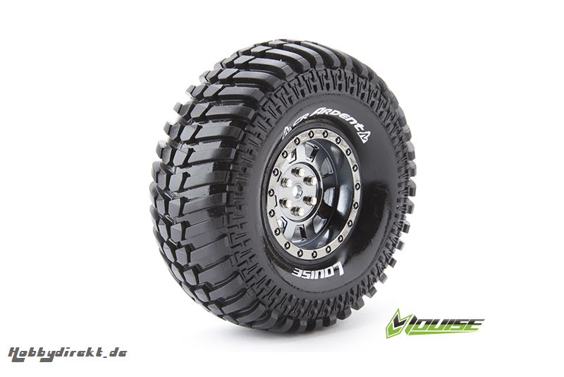 Louise RC - CR-ARDENT - 1-10 Crawler Reifen - Fertig Verklebt - Super Soft - 1.9 Felgen Schwarz Chrom - Hex 12mm - 1 Paar LR-T3232VBC