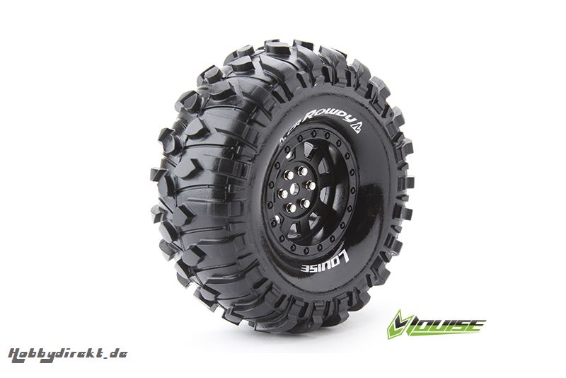 Louise RC - CR-ROWDY - 1-10 Crawler Reifen - Fertig Verklebt - Super Soft - 1.9 Felgen Schwarz - Hex 12mm - 1 Paar LR-T3233VB