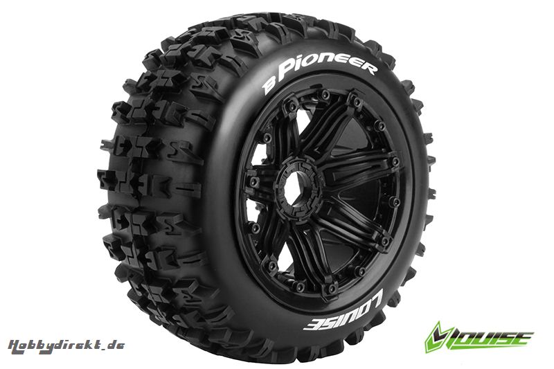 Louise RC - B-PIONEER -  1-5 Buggy Reifen - Fertig Verklebt - SPORT - Felgen Schwarz 24mm - Hex - Hinten - 1 Paar LR-T3243B