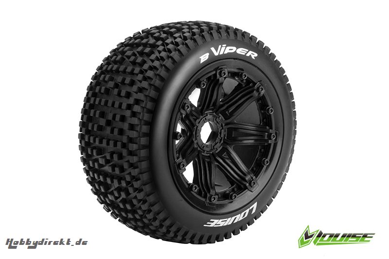 Louise RC - B-VIPER -  1-5 Buggy Reifen - Fertig Verklebt - SPORT - Felgen Schwarz 24mm - Hex - Hinten - 1 Paar LR-T3245B