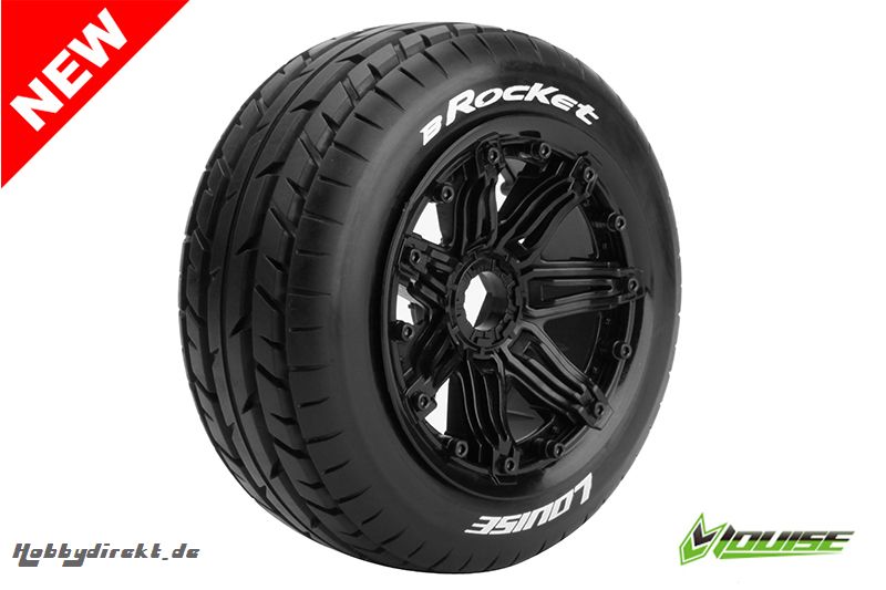 Louise RC -B-ROCKET -  1-5 Buggy Reifen - Fertig Verklebt - SPORT - Felgen Schwarz 24mm - Hex - Vorder - 1 Paar LR-T3266B