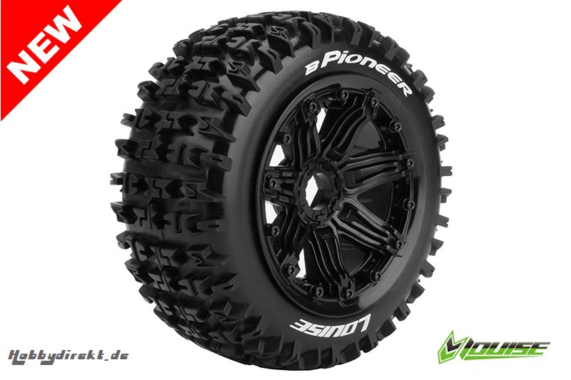 Louise RC - B-PIONEER -  1-5 Buggy Reifen - Fertig Verklebt - SPORT - Felgen Schwarz 24mm - Hex - Vorder - 1 Paar LR-T3267B