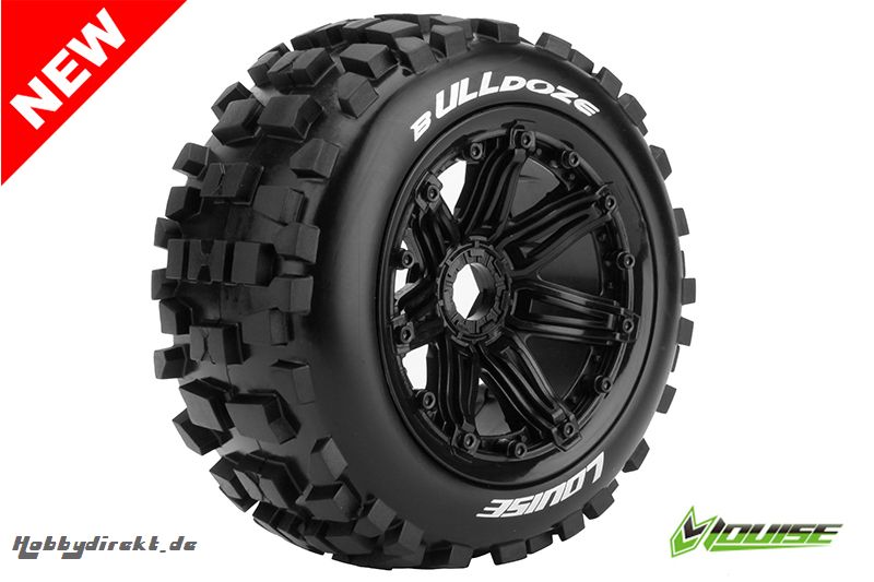 Louise RC - B-ULLDOZE -  1-5 Buggy Reifen - Fertig Verklebt - SPORT - Felgen Schwarz 24mm - Hex - Vorder - 1 Paar LR-T3268B