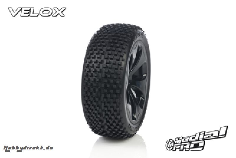 Medial Pro - Racing Reifen und Felgen verklebt - Velox - M3 Soft - Schwarze Felgen - Vorder SLASH 2WD MP-6105-M3