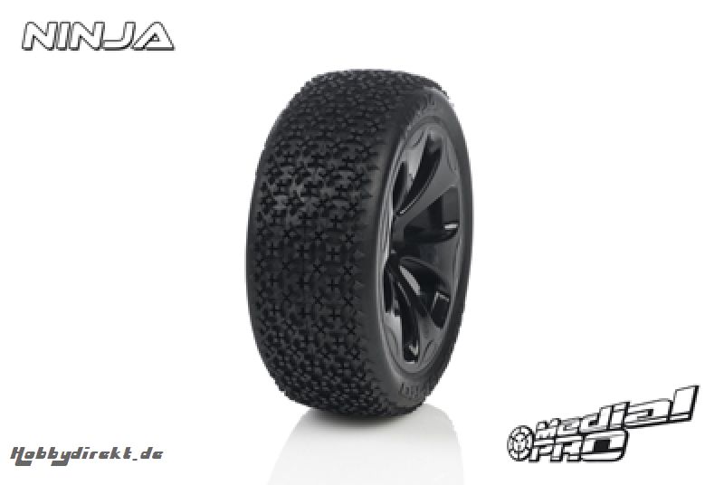 Medial Pro - Racing Reifen und Felgen verklebt - Ninja - M4 Super Soft - Schwarze Felgen - Vorder SLASH 2WD MP-6115-M4