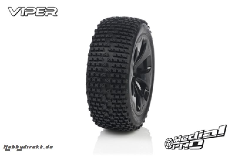 Medial Pro - Racing Reifen und Felgen verklebt - Viper - M4 Super Soft - Schwarze Felgen - Vorder SLASH 2WD MP-6125-M4