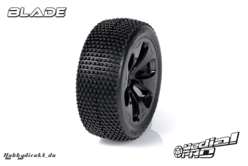 Medial Pro - Racing Reifen und Felgen verklebt - Blade - M3 Soft - Schwarze Felgen - Vorder SLASH 2WD MP-6135-M3