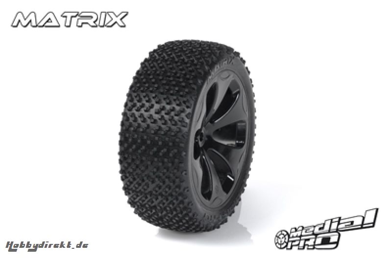 Medial Pro - Racing Reifen und Felgen verklebt - Matrix - M3 Soft - Schwarze Felgen - Vorder SLASH 2WD MP-6175-M3