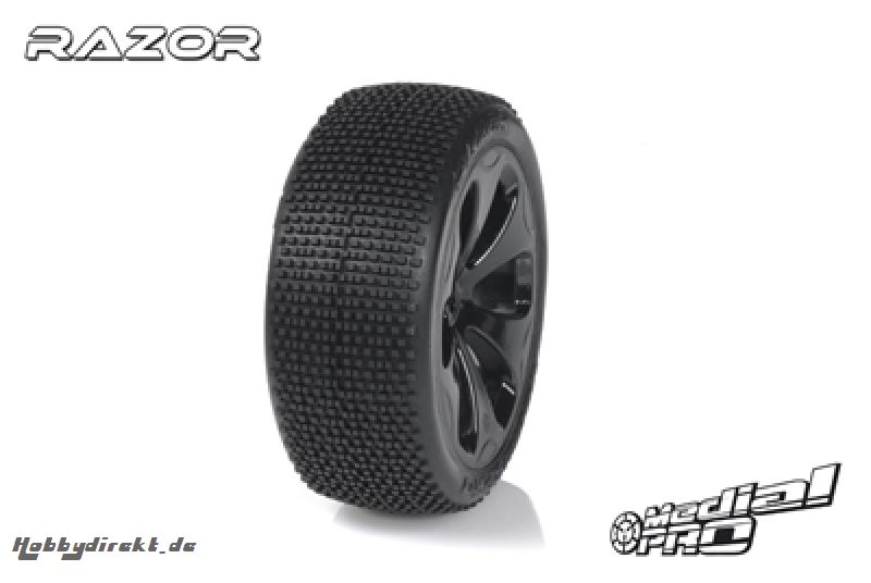 Medial Pro - Racing Reifen und Felgen verklebt - Razor - M4 Super Soft - Schwarze Felgen - Hinter + Vorder Slash 4WD, Hinter Slash 2WD MP-6345-M4