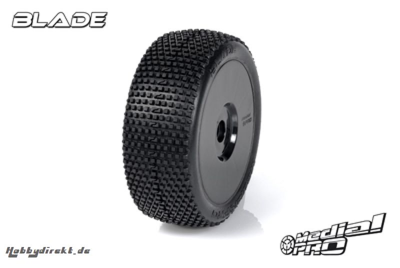 Medial Pro - Racing Reifen und Felgen verklebt - Blade - M3 Soft - Buggy 1/8 - 17mm Sechskant - Weisse Felgen MP-6435-M3