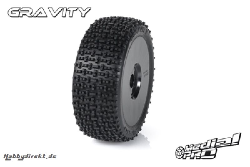 Medial Pro - Racing Reifen und Felgen verklebt - Gravity - M2 Medium - Buggy 1/8 - 17mm Sechskant - Weisse Felgen MP-6455-M2