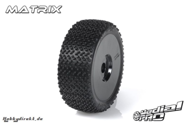 Medial Pro - Racing Reifen und Felgen verklebt - Matrix - M2 Medium - Buggy 1/8 - 17mm Sechskant - Weisse Felgen MP-6475-M2