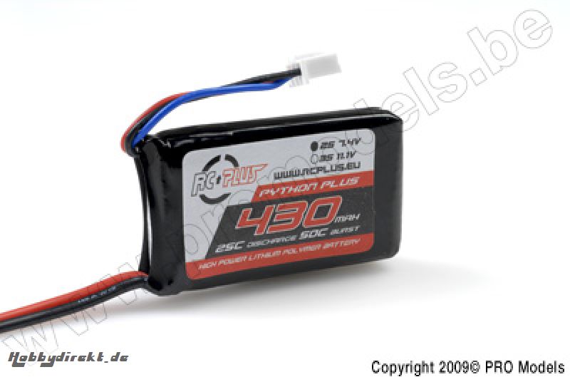 RC Plus - Li-Po Akku - Python Plus 25-30C - 430 mAh - 2S1P - 7,4V - BEC Stecker RC-A25-0430-2S1P