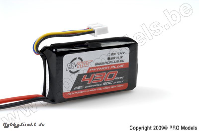 RC Plus - Python Plus 25-30C 430 Mah 3S1P 11,1V LiPo Batterypack, BEC Conn. RC-A25-0430-3S1P