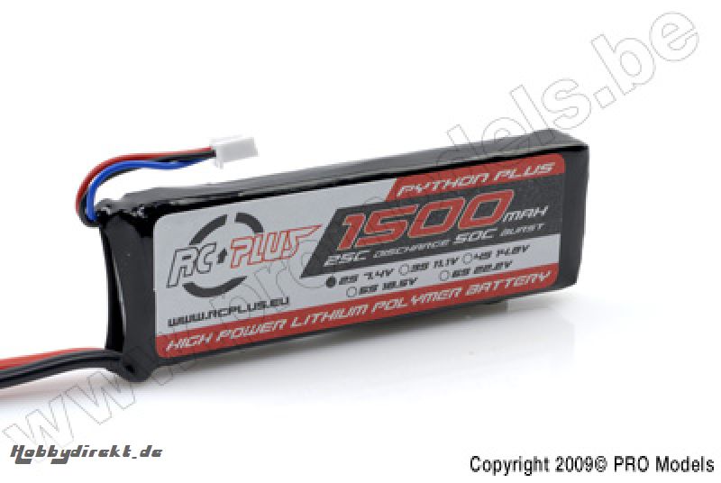 RC Plus - Li-Po Akku - Python Plus 25-30C - 1500 mAh - 2S1P - 7,4V - Deans Stecker RC-A25-1500-2S1P