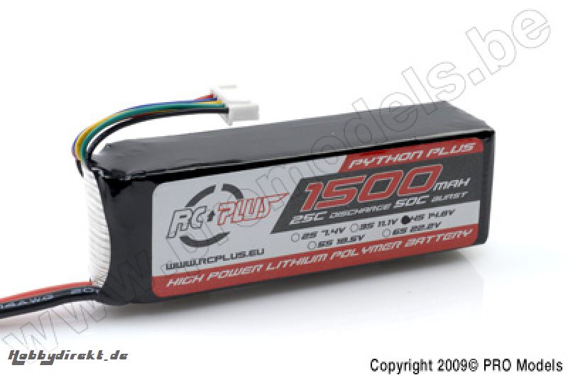 RC Plus - Python Plus 25-30C 1500 Mah 4S1P 14,8V LiPo Batterypack, Deans Conn. RC-A25-1500-4S1P