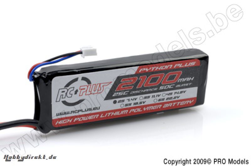 RC Plus - Li-Po Akku - Python Plus 25-30C - 2100 mAh - 2S1P - 7,4V - Deans Stecker RC-A25-2100-2S1P