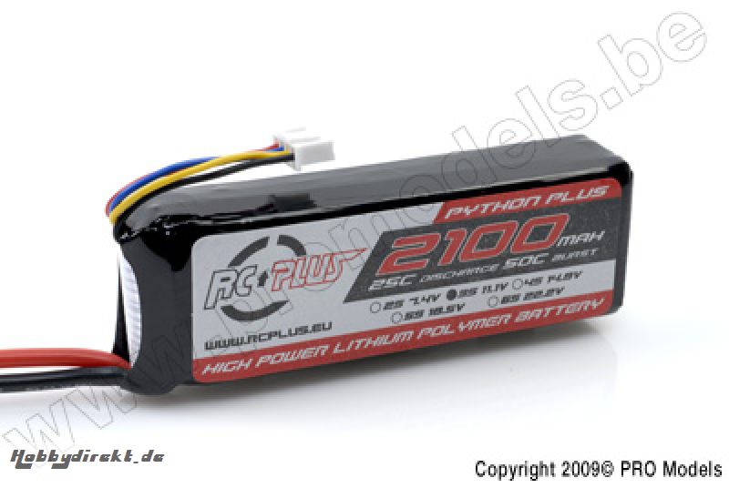 RC Plus - Li-Po Akku - Python Plus 25-30C - 2100 mAh - 3S1P - 11,1V - Deans Stecker RC-A25-2100-3S1P