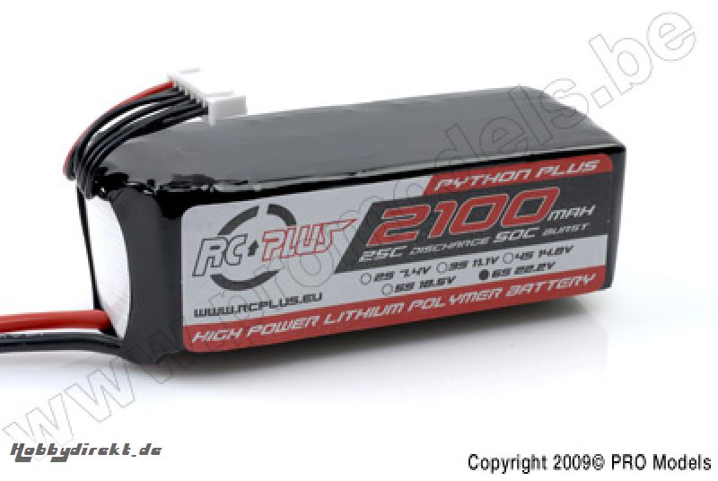 RC Plus - Li-Po Akku - Python Plus 25-30C - 2100 mAh - 6S1P - 22,2V - Deans Stecker RC-A25-2100-6S1P