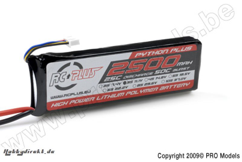 RC Plus - Li-Po Akku - Python Plus 25-30C - 2500 mAh - 3S1P - 11,1V - Deans Stecker RC-A25-2500-3S1P