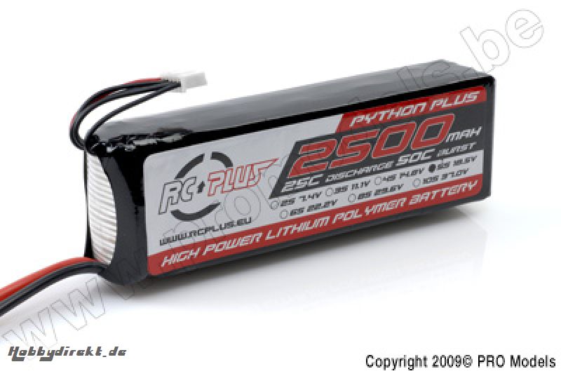 RC Plus - Li-Po Akku - Python Plus 25-30C - 2500 mAh - 5S1P - 18,5V - Deans Stecker RC-A25-2500-5S1P