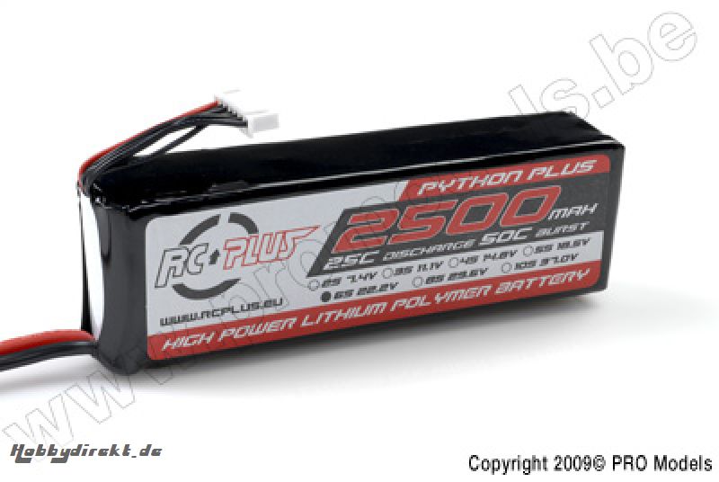 RC Plus - Li-Po Akku - Python Plus 25-30C - 2500 mAh - 6S1P - 22,2V - Deans Stecker RC-A25-2500-6S1P