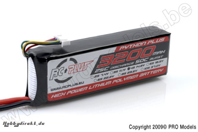 RC Plus - Python Plus 25-30C 3200 Mah 4S1P 14,8V LiPo Batterypack, Deans Conn. RC-A25-3200-4S1P