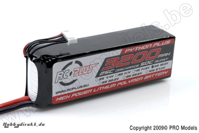 RC Plus - Li-Po Akku - Python Plus 25-30C - 3200 mAh - 5S1P - 18,5V - Deans Stecker RC-A25-3200-5S1P